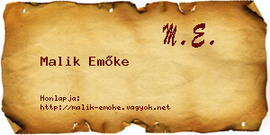 Malik Emőke névjegykártya